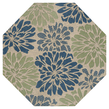 Zinnia Modern Floral Textured Weave Indoor/outdoor Octagon Rug